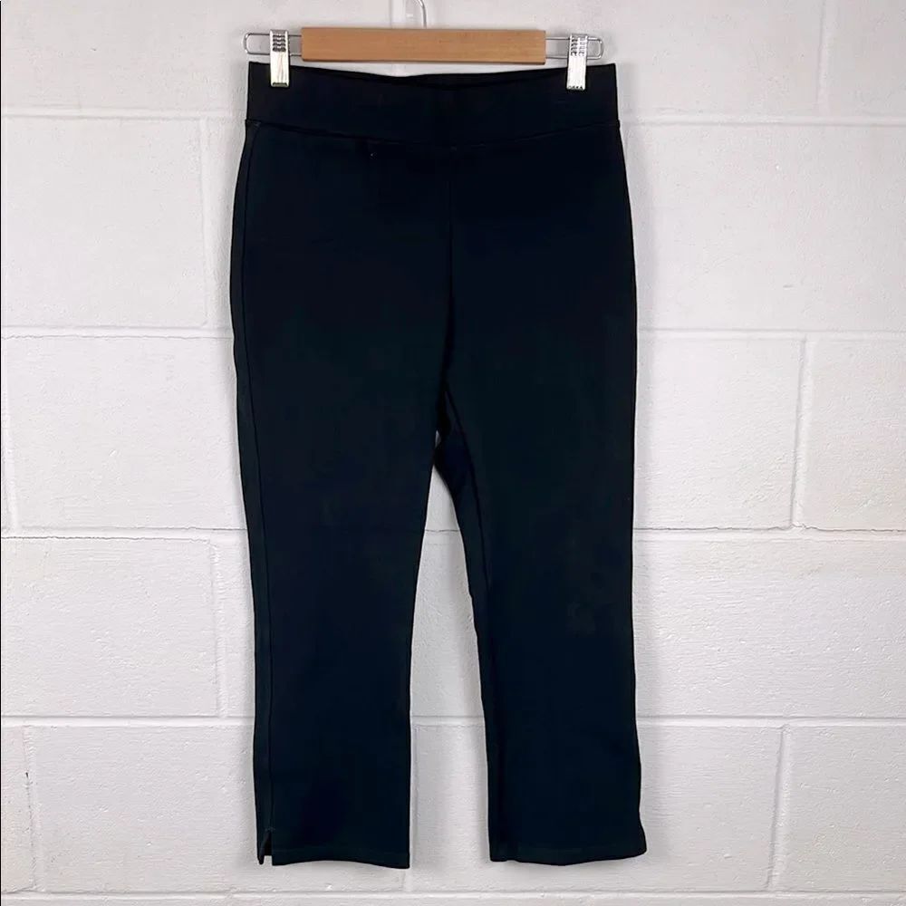 Quince women’s pull on black ponte cropped straight leg dress pant size S